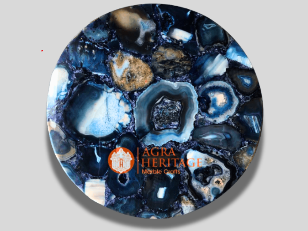 Blue Agate Coffee Table Top Living Room Furniture Decor